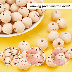 100Pcs Printed Wood Beads&nbsp;WOOD-PH0002-67