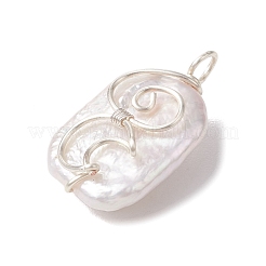 Natural Baroque Pearl Keshi Pearl Copper Wrie Wrapped Moon Pendants&nbsp;PALLOY-JF02871