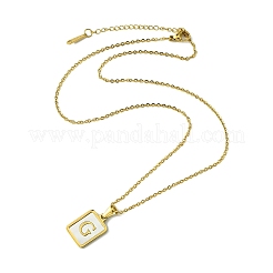 Ion Plating(IP) Rectangle with Initial Letter 304 Stainless Steel Pendant Necklace&nbsp;NJEW-R265-04G-G