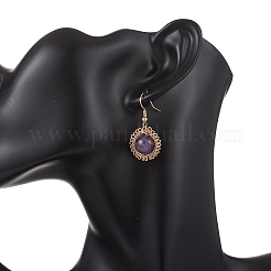 Natural Amethyst Flower Dangle Earrings&nbsp;EJEW-JE06720-02