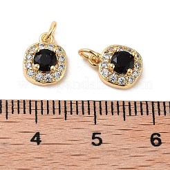 Square Brass Micro Pave Cubic Zirconia Charms&nbsp;KK-B102-09G