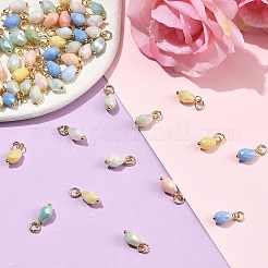 60Pcs 6 Colors Glass Pendants&nbsp;PALLOY-YW00171