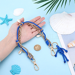 1Pc Zinc Alloy Chain & Natural Cowrie Shell & Human Imitation Leather Braided Cord Bag Decorative Chains&nbsp;FIND-PH0059-81