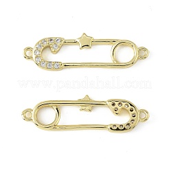 4Pcs 2 Colors Brass Micro Pave Clear Cubic Zirconia Connector Charms&nbsp;KK-FS0001-74