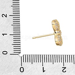 Brass Micro Pave Cubic Zirconia Stud Earring Findings with Loops&nbsp;CU-CBA0DEA-01G