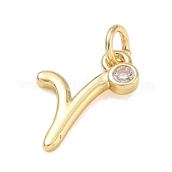 Brass Micro Pave Clear Cubic Zirconia Charms&nbsp;KK-D289-66G-R