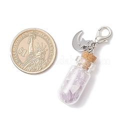 Chakra Natural & Synthetic Gemstone Chips inside Glass Wishing Bottle Pendant Decoration&nbsp;HJEW-JM03309