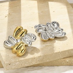 304 Stainless Steel Two Tone Stud Earrings&nbsp;EJEW-A124-01B