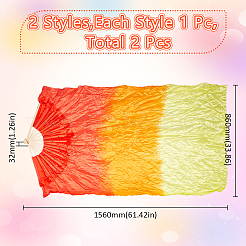 2Pcs 2 Style Bamboo Belly Dance Fans with Polyester Long Veil&nbsp;AJEW-GO0001-36