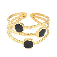 Ion Plating(IP) 304 Stainless Steel Enamel Square Cuff Finger Rings&nbsp;RJEW-L107-058G-02
