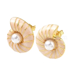 Brass Enamel Stud Earrings for Women&nbsp;KK-CBA760A-10G-04