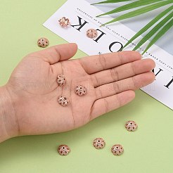 Eco-Friendly 6-Petal Flower Brass Micro Pave Cubic Zirconia Bead Caps&nbsp;LS-ZIRC-M098-01RG-FF