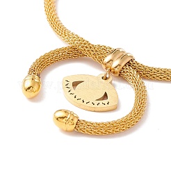 PVD Vacuum Plating Enamel Evil Eye Charm Slider Bracelet with Round Mesh Chain for Women&nbsp;BJEW-C013-04G