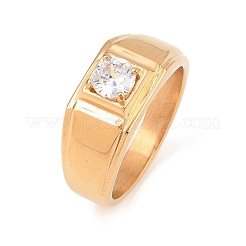 304 Stainless Steel Micro Pave Cubic Zirconia Finger Rings&nbsp;RJEW-D336-08G