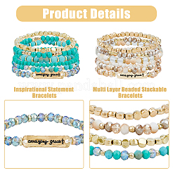 12Pcs 12 Style Glass & CCB Beaded Stretch Bracelets Set&nbsp;BJEW-FI0001-29