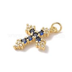 Rack Plating Brass Micro Pave Cubic Zirconia Pendants&nbsp;KK-Z047-08G-03-RS