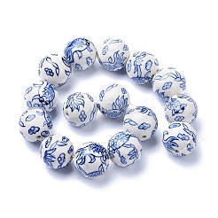 Handmade Blue and White Porcelain Beads Strands&nbsp;PORC-K002-01A