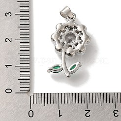 Flower Rack Plating Brass Clear Glass Pendants&nbsp;KK-U027-30P
