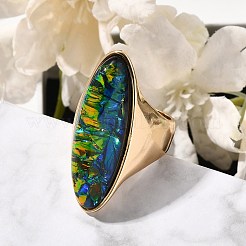 Resin Horse Eye Finger Rings&nbsp;LS-RJEW-R006-01G-02