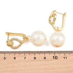 Brass Micro Pave Cubic Zirconia Hoop Dangle Earrings&nbsp;KK-CBA8324-02G