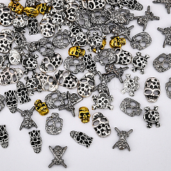 90Pcs 6 Style Alloy Skull Cabochons&nbsp;MRMJ-OC0002-78