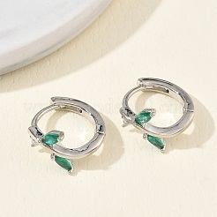 Brass Micro Pave Cubic Zirconia Hoop Earrings for Women&nbsp;EJEW-A167-12P