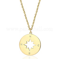 Fashionable 304 Stainless Steel Compass Pendant Necklaces for Women's Daily Wear&nbsp;YQ3893-2