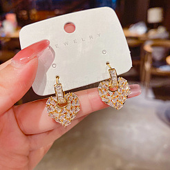 Brass Clear Cubic Zirconia Dangle Stud Earrings&nbsp;FS-WGC4A72-01