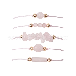 5Pcs 5 Styles Natural Rose Quartz Braided Bead Bracelets&nbsp;BJEW-JB11681-03