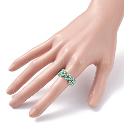 4Pcs 4 Colors Glass Seed Beads Braided Finger Rings Set for Women&nbsp;RJEW-JR00419