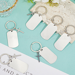 20Pcs 201 Stainless Steel Blank Pendant Keychain&nbsp;KEYC-SC0001-62B