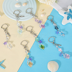 7Pcs 7 Colors Conch Luminous Transparent Acrylic & Glass Pendant Decorations&nbsp;HJEW-SC00105