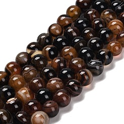 Natural Striped Agate/Banded Agate Beads Strands&nbsp;G-B079-A05-03D