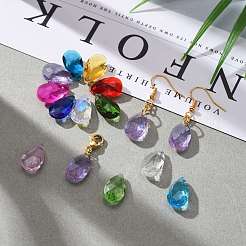 72Pcs 12 Colors Birthstone Charms Glass Pendants&nbsp;RGLA-ZZ0001-02-9x15mm