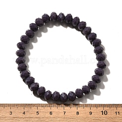 Faceted Opaque Solid Color Crystal Glass Rondelle Beads Stretch Bracelets&nbsp;BJEW-F072-M