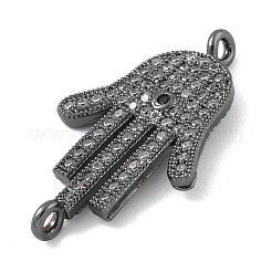 Rack Plating Brass Micro Pave Clear Cubic Zirconia Palm Connector Charms&nbsp;KK-A234-049B