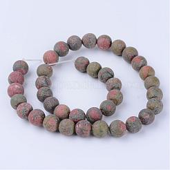 Natural Unakite Beads Strands&nbsp;G-Q462-8mm-16