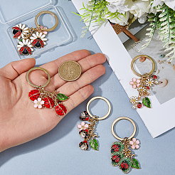 6Pcs Ladybug Alloy Enamel Keychains&nbsp;KEYC-FH00089
