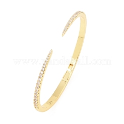 Brass Micro Pave Clear Cubic Zirconia Hinged Bangles&nbsp;BJEW-F528-01G