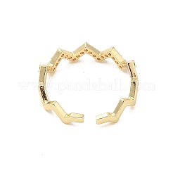 Brass Micro Pave Cubic Zirconia Open Cuff Rings&nbsp;RJEW-R146-02G