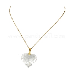 Valentine's Day Faceted Clear Glass Heart Pendant 304 Stainless Steel Satellite Chain Necklaces for Women&nbsp;NJEW-JN06074-01