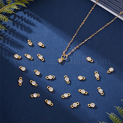 60Pcs 2 Styles Brass Pave Clear Cubic Zirconia Flat Round Link & Charms Findings Kits&nbsp;KK-AR0001-83