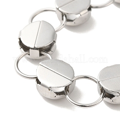 Non-Tarnish 304 Stainless Steel Flat Round Link Chain Bracelet&nbsp;BJEW-Q776-02C-01