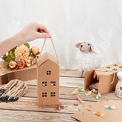 House Shaped Kraft Paper Candy Totes&nbsp;LS-CON-WH0105-01