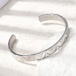 304 Stainless Steel Cuff Bangles for Women Men&nbsp;BJEW-H644-05P