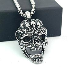 Punk Retro 304 Stainless Steel Skull Pendant Necklaces for Men&nbsp;LS-CH2571