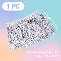 Beading Sequins Polyester Tassel Ribbons&nbsp;SRIB-WH0023-01B