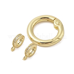 Interlocking Ring Rack Plating Brass Micro Pave Cubic Zirconia Pendants&nbsp;KK-Z074-37G