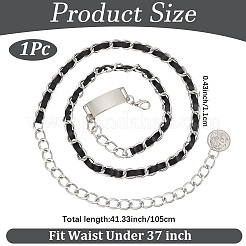 1Pc Alloy Twisted Chain & Black PU Leather Chain Belts for Women&nbsp;AJEW-CL0004-97P
