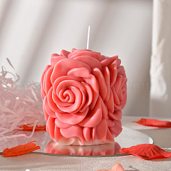 Valentine's Day 3D Rose Pillar DIY Candle Silicone Molds&nbsp;DIY-K064-03A